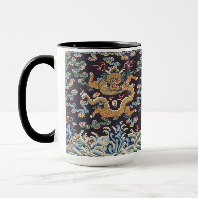 Vintage Chinese Dragon Oriental Silk Pattern Mug (Left)