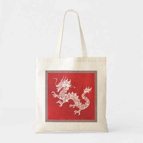 Vintage Chinese Dragon Tribal Emblem Red Tote Bag