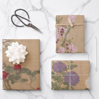Vintage Chinese Floral Art Wrapping Paper Sheets