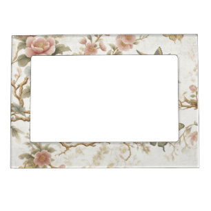 Vintage Chinese Floral Pattern with Hummingbird Magnetic Frame