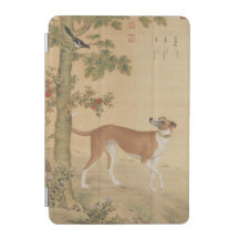 Vintage Chinese Greyhound Dog & Bird Art