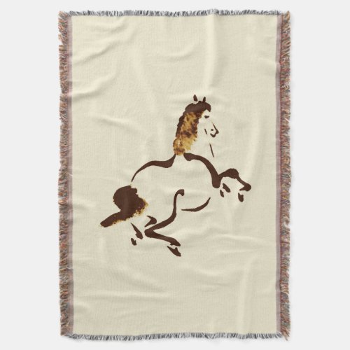 Vintage Chinese Horse Throw Blanket