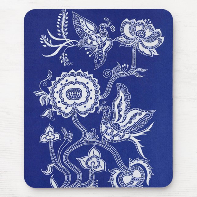 Vintage Chinese Indigo Batik Mouse Pad (Front)
