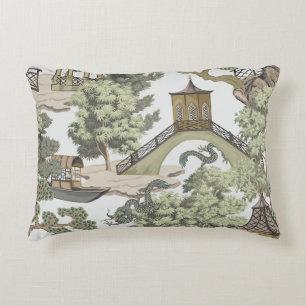 Vintage Chinese landscape seamless pattern. Chinoi Accent Pillow