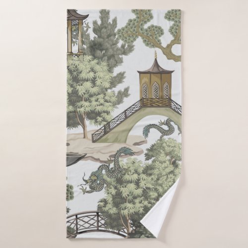 Vintage Chinese landscape seamless pattern Chinoi Bath Towel