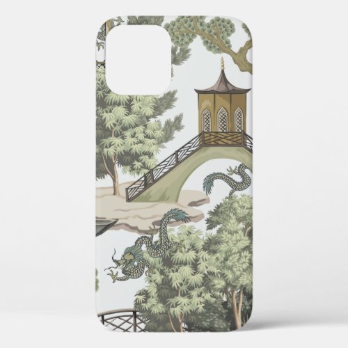 Vintage Chinese landscape seamless pattern Chinoi iPhone 12 Case