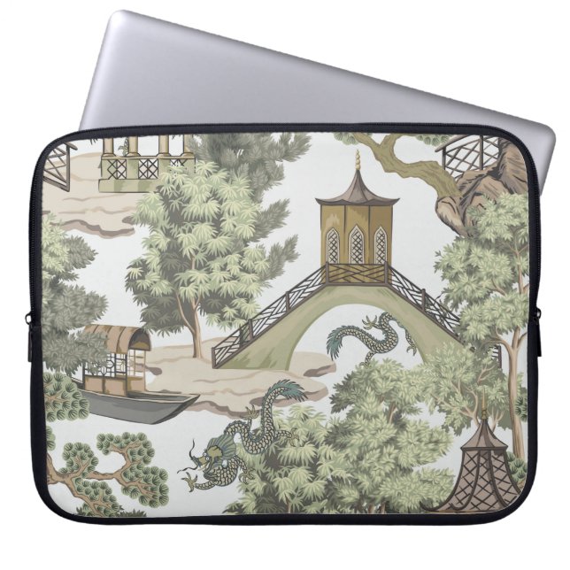 Vintage Chinese landscape seamless pattern. Chinoi Laptop Sleeve (Front)