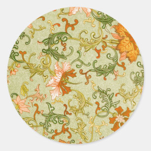 Vintage Chinese Ornament Jones Flowers   Classic Round Sticker