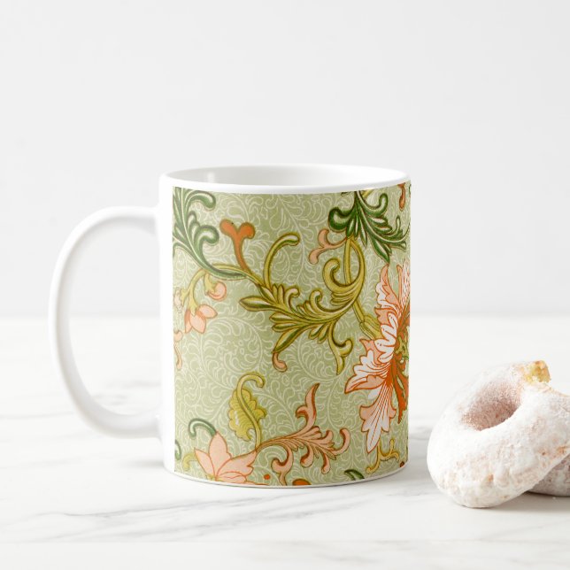 Vintage Chinese Ornament Jones Flowers   Coffee Mug (With Donut)
