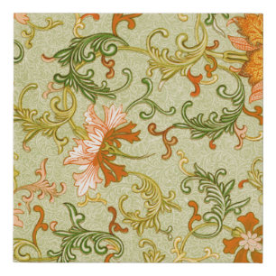 Vintage Chinese Ornament Jones Flowers Faux Canvas Print