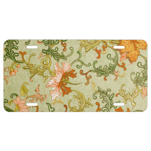 Vintage Chinese Ornament Jones Flowers License Plate