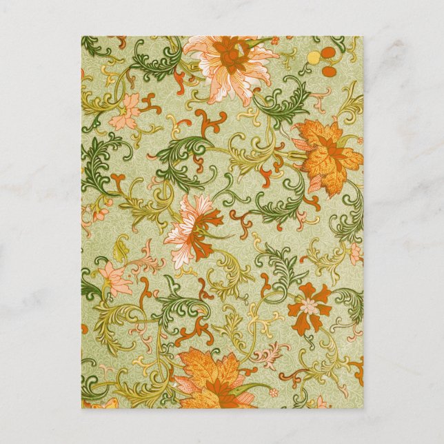 Vintage Chinese Ornament Jones Flowers   Postcard (Front)