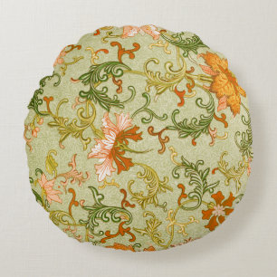 Vintage Chinese Ornament Jones Flowers Round Pillow
