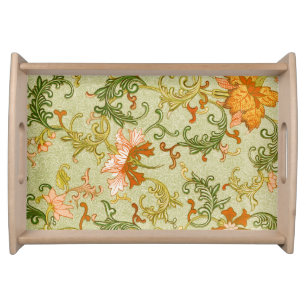 Vintage Chinese Ornament Jones Flowers Serving Tray