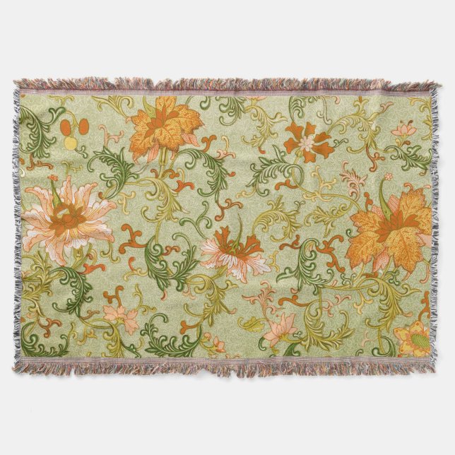Vintage Chinese Ornament Jones Flowers   Throw Blanket (Front)