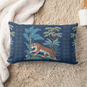 Vintage Chinese Porcelain Tiger Bedspread Lumbar Pillow