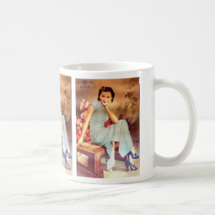 vintage chinese poster old shanghai woman coffee mug