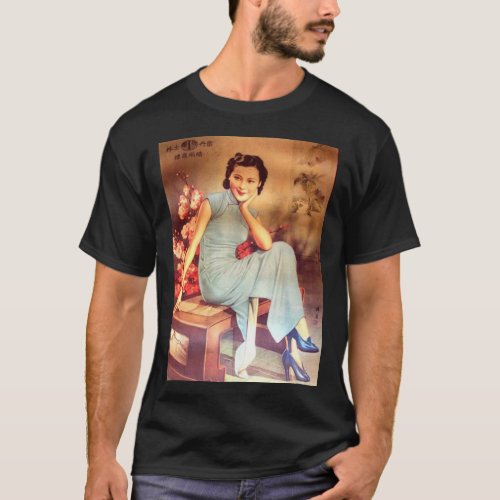 vintage chinese poster old shanghai woman T_Shirt