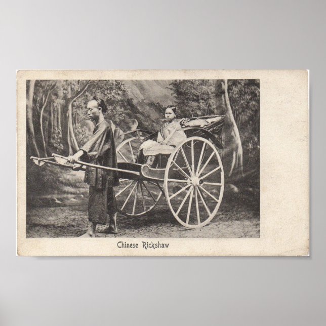 Vintage Chinese Rickshaw Photo Postcard 1905 Poster (Front)