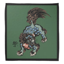 Vintage Chinese Shi Lion on Hunter Green