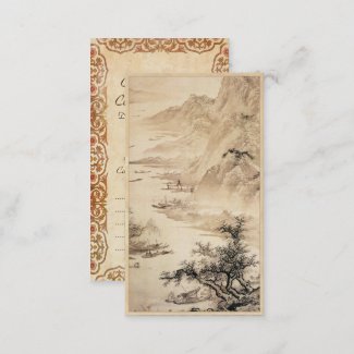 Vintage Chinese Sumi-e painting landscape scenery Business Card