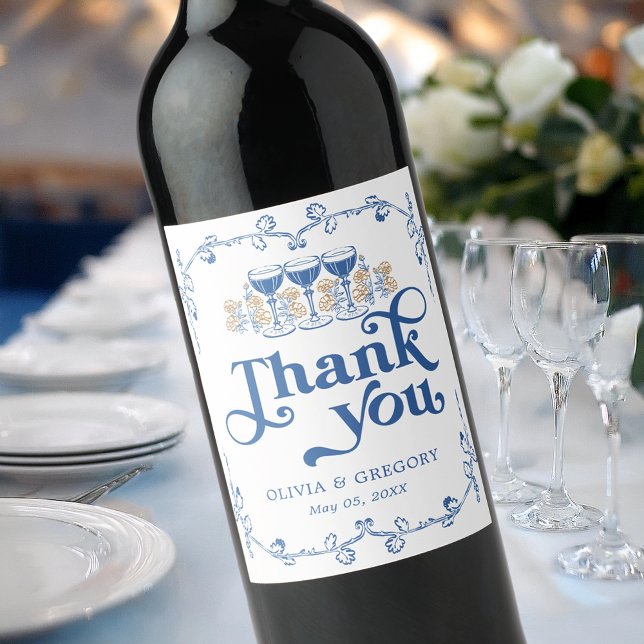 Vintage Chinoiserie Antique Frame wedding Wine Label (Creator Uploaded)