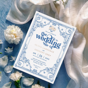 Vintage Chinoiserie Antique wedding Foil Invitation