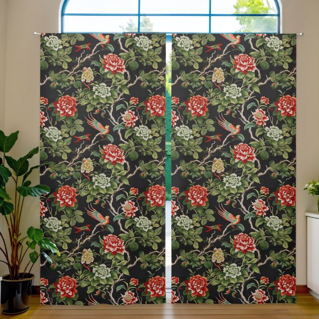 Vintage chinoiserie blackout curtains (Living Room)