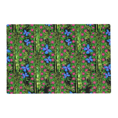Vintage Chinoiserie Blue White Autumn Pumpkins Placemat