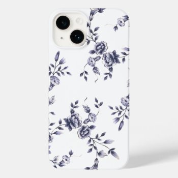Vintage Chinoiserie Blue & White Floral Pattern Case-mate Iphone 14 Case by caseplus at Zazzle