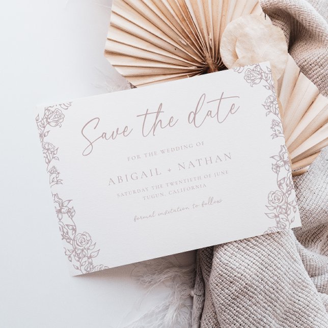 Vintage Chinoiserie Blush Wreath Wedding Save The Date (Creator Uploaded)