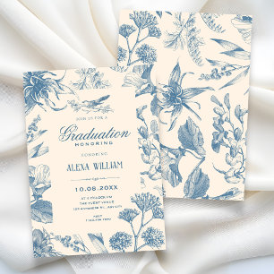 Vintage Chinoiserie botanical floral graduation Invitation