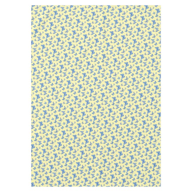 Vintage Chinoiserie Butterflies Yellow Background Tablecloth (Front)