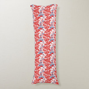 Vintage Chinoiserie Delft French red Blue monogram Body Pillow