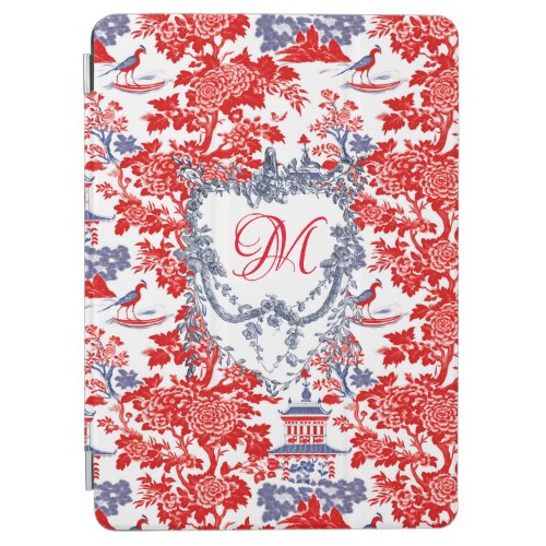 Vintage Chinoiserie Delft French red Blue monogram iPad Air Cover