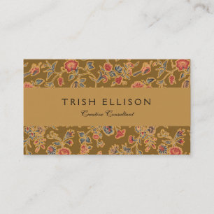 Vintage Chinoiserie Floral Brocade 18th Century  Business Card