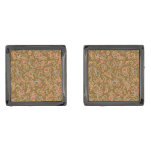 Vintage Chinoiserie Floral Brocade 18th Century  Cufflinks