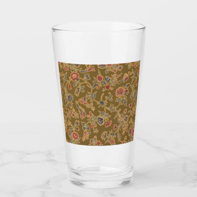 Vintage Chinoiserie Floral Brocade 18th Century  Glass (Front)