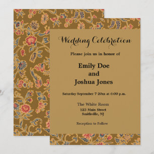 Vintage Chinoiserie Floral Brocade 18th Century  Invitation