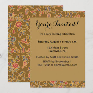 Vintage Chinoiserie Floral Brocade 18th Century  Invitation