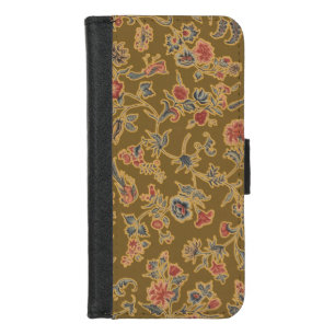 Vintage Chinoiserie Floral Brocade 18th Century iPhone 8/7 Wallet Case