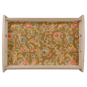 Vintage Chinoiserie Floral Brocade 18th Century  Serving Tray