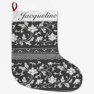 Vintage Chinoiserie Floral Christmas Stocking