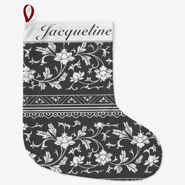 Vintage Chinoiserie Floral Christmas Stocking (Front)