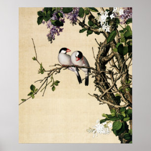 Vintage Chinoiserie Lilac and Birds Art Print