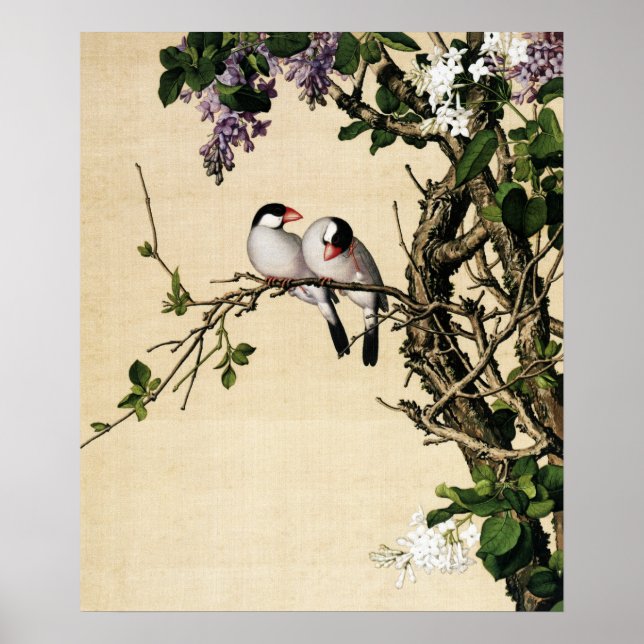 Vintage Chinoiserie Lilac and Birds Art Print (Front)