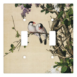 Vintage Chinoiserie Lilac and Birds Art Print Light Switch Cover