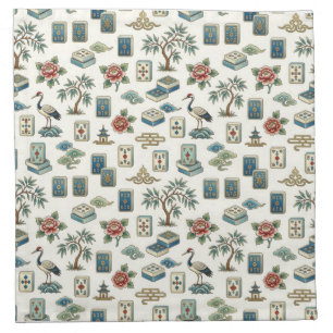 Vintage Chinoiserie Mahjong Tile Cloth Napkin
