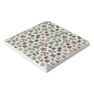Vintage Chinoiserie Mahjong Tile Trivet