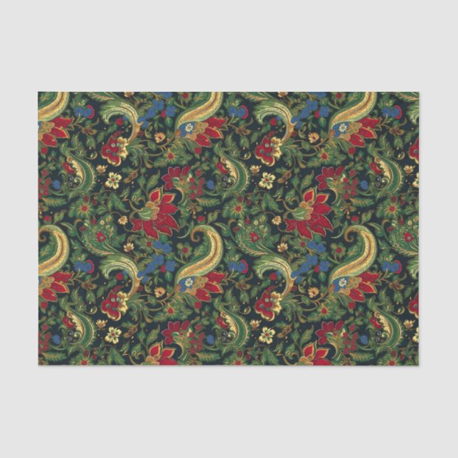 Vintage Chinoiserie Red Yellow Green Decoupage Tissue Paper (Front)